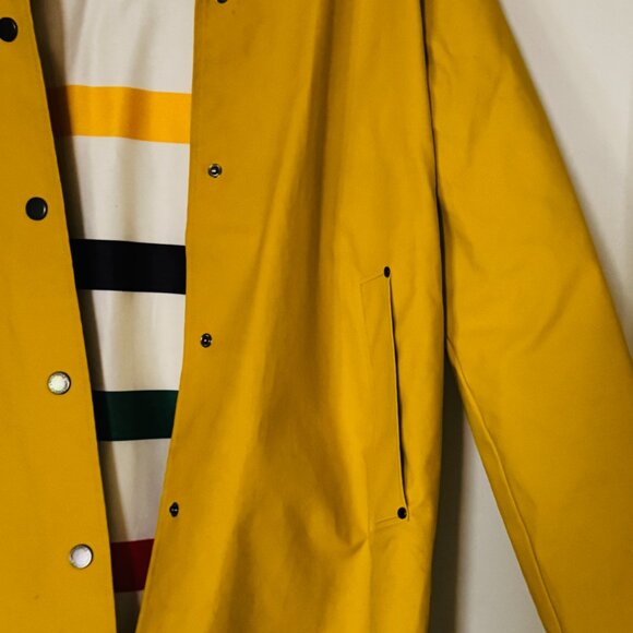 Pendleton Astoria Rain Jacket M Yellow Hooded Coat Waterproof Lined Stripe Parka - Picture 12 of 15